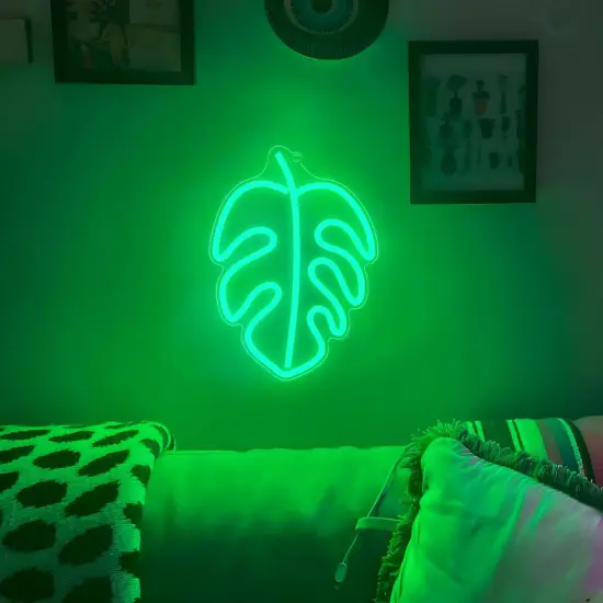 Tropical Summer Monstera Neon Sign, Green Palm Leaves LED Light Up Signs for Tropical Party Decorations, Home Safari Jungle Decor {3}