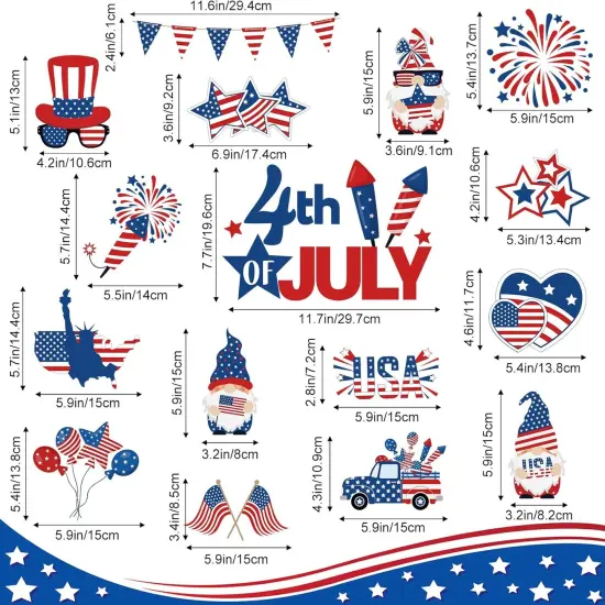 62 Pcs 4th of July Paper Cutouts with Adhesive {5}