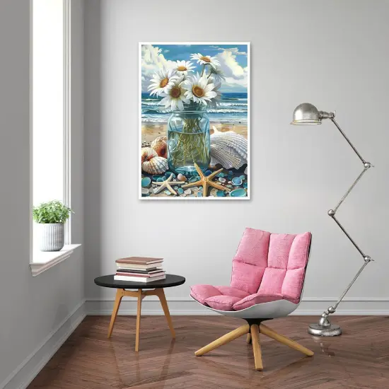 Beach Diamond Painting Kits for Adults, DIY Shell Diamond Art Kits, 5D Full Drill Painting Kits with Arts and Crafts for Home Wall Decor 11.8 X 15.7Inch {4}