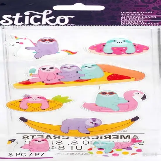 Sticko Sloths In Floaties Dimensional Stickers {1}