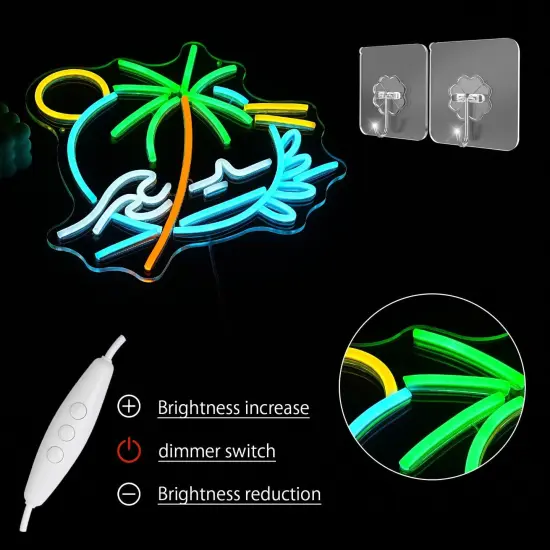 Palm Tree Neon Sign &ndash; Sea Wave LED Light Circle for Wall D&eacute;cor, Plant Neon Light for Bedroom, Living Room, Men&rsquo;s Cave, Bar, Hotel & Restaurant {4}