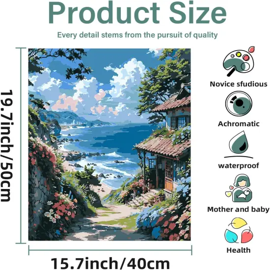 Street View Paint by Numbers for Adults - Paint by Numbers for Adults with Brushes, Sea Art Crafts Canvas for Home Decoration 16 x 20 Inch {2}