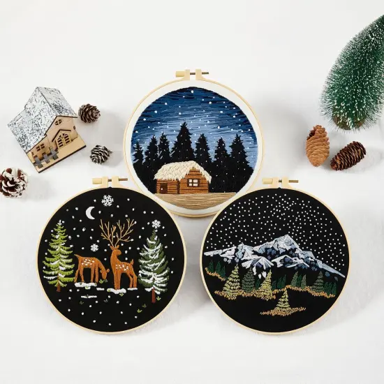 Embroidery Kit for Beginner Adults, Counted Stamped Cross Stitch kit for Adult Beginner, Hand Embroidery Starter Kits with Pattern, 3 Embroidery Hoop, Fabric (Attached Teaching Video QR Code) {5}