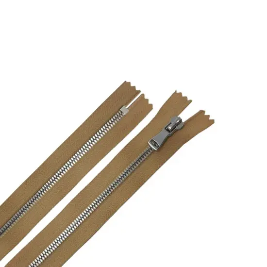 5MM One Way Closed Bottom Zipper Beige Tape Nickel Teeth 7&ndash;20 Inche {1}