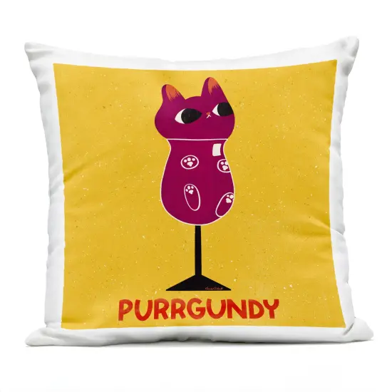 Stupell Industries Purrgundy Cat Wine Outdoor Printed Pillow design by Carrie Cantwell, 18 x 7 x 18 {1}