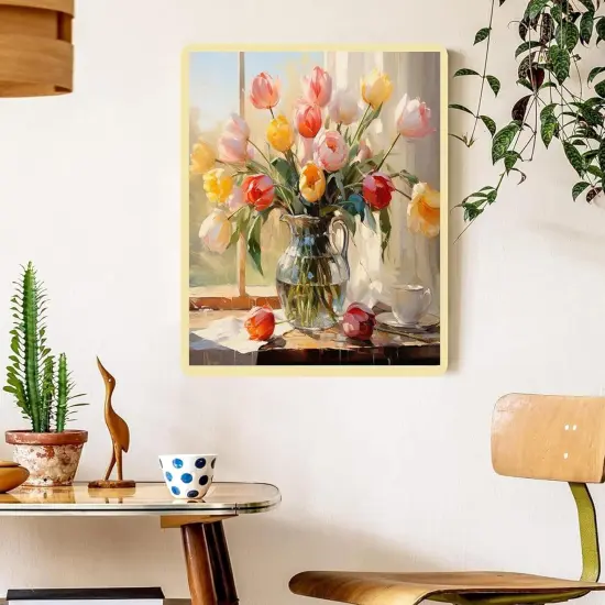 Flower Paint by Numbers Kit for Adults Canvas-Flower Paint by Numbers Kits for Adults,Flowers Painting by Numbers Adult for Gift Home Wall Decor(16x20inch) {4}