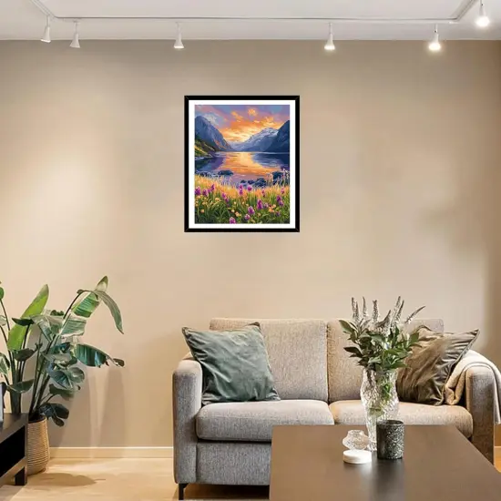 Lake Landscape Paint by Number for Adult, Mountain Flower Paint by Number Kits, Sunset Scenery Nature Spring DIY Acrylic Painting for Home Decor(16&times;20inches, No Frame) {3}