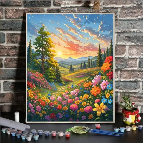 Landscape Adult Paint by Number Kits, Paint by Numbers Flowers,Flower Paint by Numbers Kit for Adults, DIY Canvas Oil Painting Paint by Number for Gift Home Wall Decor 16x20 Inch {2}