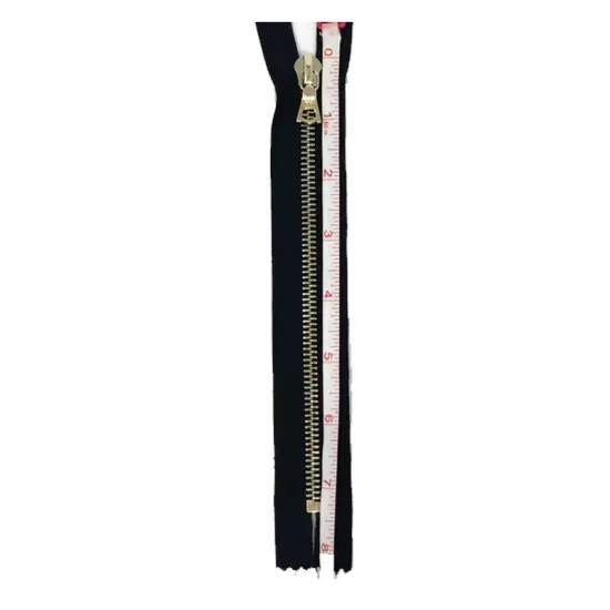 Zipper &ndash; Black 6MM Brass Teeth Closed Bottom 7" {5}
