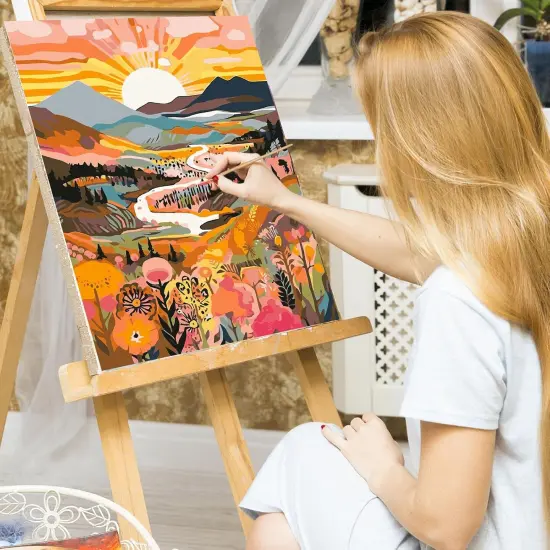 Paint by Numbers Kit for Adults Beginners & Kids Ages 8-12,1 Pack 16x20 inches Canva for Painting Kits for Adults in Colorful Box(Without Frame)- Sunrise Mountains and Rivers {2}