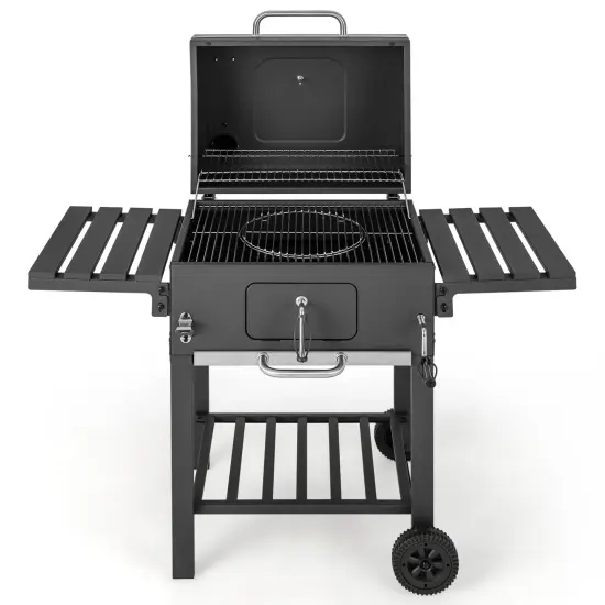 Extra Large Outdoor Charcoal Grill 611 Sq.In. Cooking Space, Adjustable Height Tray, Folding Tables {4}