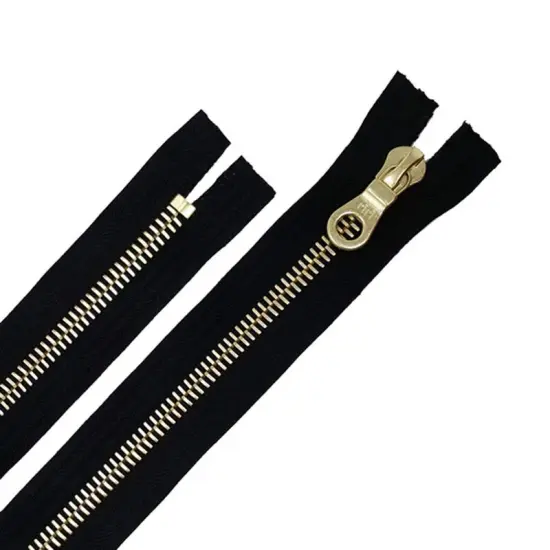 8MM Closed Bottom Zipper with KTA Pull &ndash; Black/Brass {5}