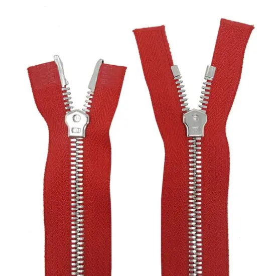 5MM or 8MM Two Way Separating Open Bottom Zipper Red Tape Nickel Teeth 36" {5}