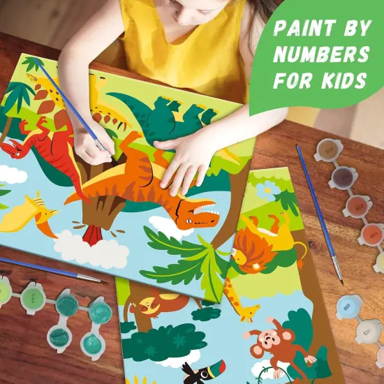 3 Pack Framed Paint by Numbers for Kids Ages 5-8-12, Fun and Easy Canvas Painting Set for Boys and Girls, Easy Paint with Numbers DIY Acrylic Oil Painting Kits for Home Wall D&eacute;cor & Gift (8X10inch) {5}