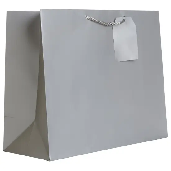 Pack/6: Matte Metallic Silver Gift Bag - 5 x 2 x 4" {2}