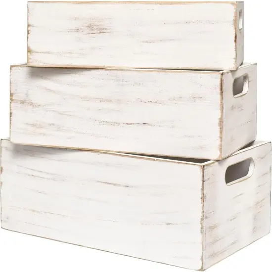 Set of 3 Small Wooden Crates for Display and Organizing {4}