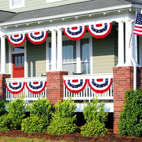 2x4 Ft American Bunting Flags Outdoor, USA Pleated Fan Flag for Outside, 4th of July Decorations Memorial Day Patriotic Flags Bunting Outdoor Indoor Decor (Set of 3) {4}