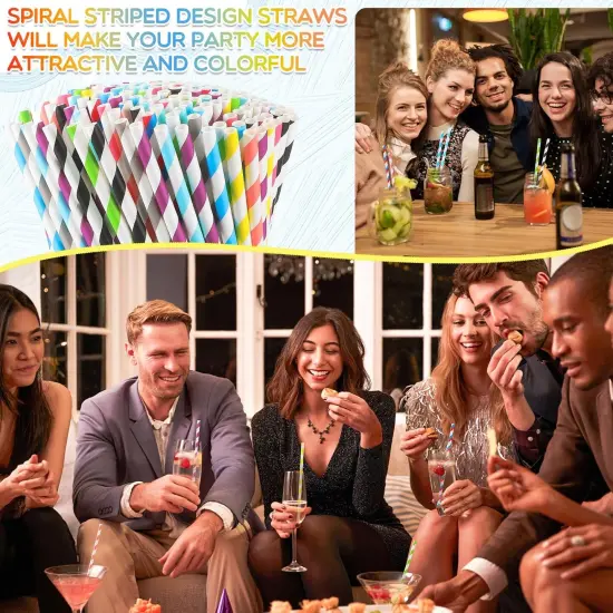 Eaasty 3000 Pcs Colored Paper Straws Bulk Disposable Striped Drinking Paper Straws for Summer Juice, Shakes, Cocktail,7.87 Inches, 0.24'' Diameter {2}