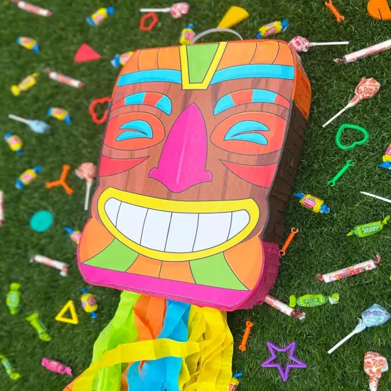 Tiki Pi&ntilde;ata Mask Luau Party Decorations Small 4-piece Set, Great for Tropical Birthday Pool Parties Decoration {4}