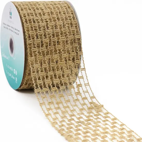 Mesh Burlap Wired Ribbon 2.5" x 10 Yards Natural Color {1}