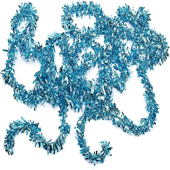 Light Blue Metallic Tinsel Twist Garland for Party Decorations {4}