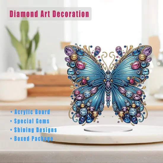 DIY Diamond Art Painting Kit for Adults 3D Butterfly, 9.1 x 9.5 inches, Tabletop Special Gem Crystal Acrylic Art Painting Kit Ornament, Box Package (Butterfly-1) {2}