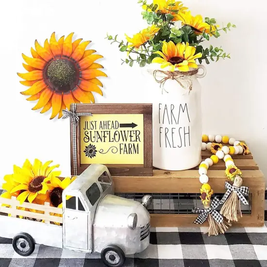 6-Inch Metal Sunflower Wall Decor &ndash; Summer-Inspired Hanging Art for Indoor & Outdoor Spaces, Perfect for Kitchen, Porch, Bathroom, or Bedroom {4}