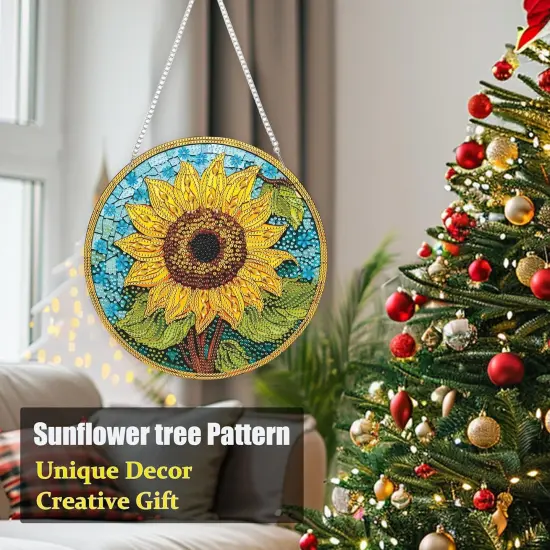 DIY Hanging Diamond Art Painting Sunflower Kit for Adults, Acrylic Diamonds Painting Pendant Ornament Board Kit {3}