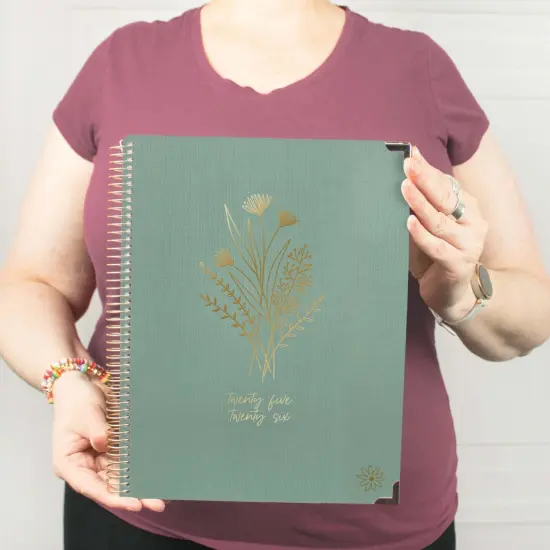 bloom daily planners 2025-26 Academic Planner, Hard Cover, 8.5" x 11", Green Linen {1}