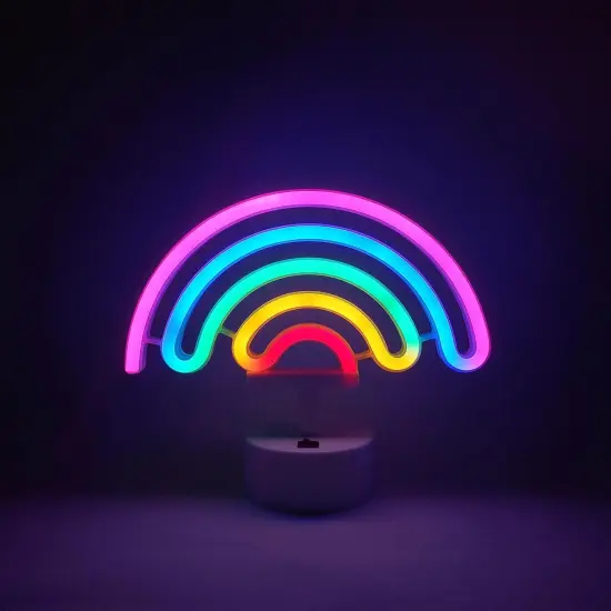 Summer Rainbow Neon Sign &ndash; LED Neon Light Decor for Girls&rsquo; Room, Battery Operated Table Lamp for Classroom, Party, and Bedroom {5}