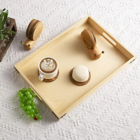 Set of 5 Wooden Coasters for Drinks {4}