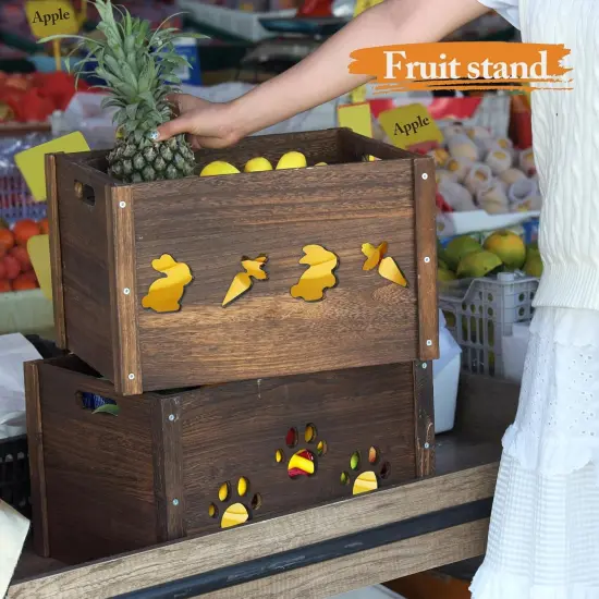 2 Pack, Hollow Claw Wooden Crates for Display {5}