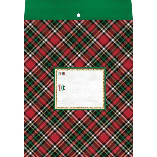 Pack/6: Red Gold Plaid Theme Mailing Envelope - 9 x 1/2 x 12" {1}