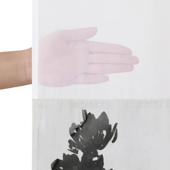 Americanflat 72x75 Hookless Shower Curtain - Floral Cream and Red Shower Curtain with Sheer Panel, Snap-In Liner, and Grommets - 100% Polyester {5}