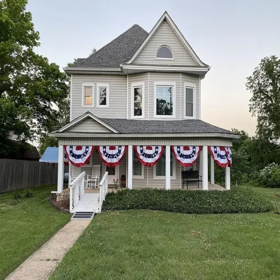 3x6 Ft 4th of July Decorations Memorial Day American flags Bunting Flags outdoor- Half Fan Banner Pleated Patriotic flag USA Flags 3-Pack {5}