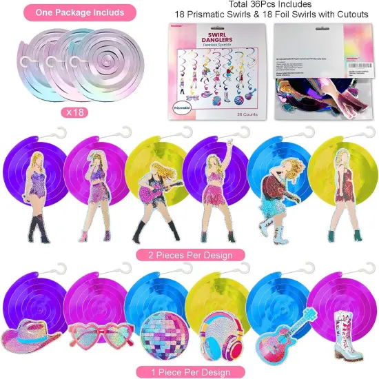 36Pcs Colorful Double Swirl Hanging Party Decorations {4}