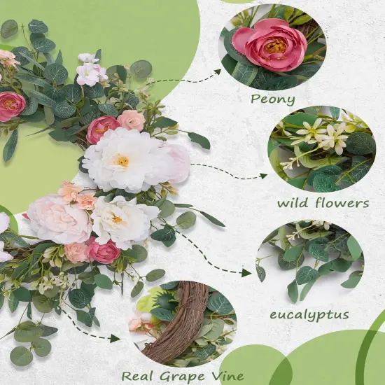 Spring Peony Roses Wreaths for Front Door {4}
