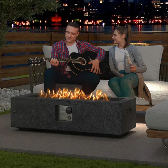 Grey Magnesium Oxide Fire Pit Table, 50,000 BTU and Stainless Steel Burner {5}