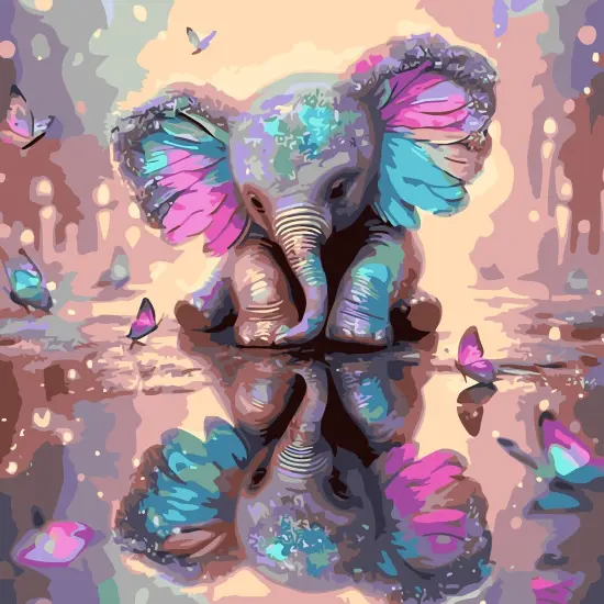 Elephant Paint by Numbers Kit for Adults Beginner,DIY Elephant Paint by Numbers for Adults,Easy Canvas Without Frame Home Wall Decor 16 x 16 in {1}