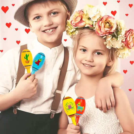 15Pcs Mexican Fiesta Party Favors Mini Wooden Maracas for Kids Mexican Fiesta Themed Birthday Baby Shower Cinco De Mayo Taco Tuesday Party Pinata Goodie Bag Stuffers Class Valentines Exchange Gifts {2}