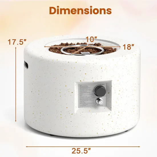 White Terrazzo Fire Pit Table with Propane Tank Holder and 40,000 BTU {4}