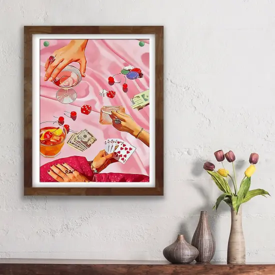 Pink Diamond Art Kits for Adults Beginner,DIY Modern Diamond Painting 5D Round Full Drill Diamond Dots Gem Art Crafts with Tools,Funny Crafts for Home Wall Decor&Gift-12x16in {4}