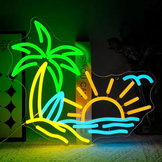 Summer Tropic Neon Sign &ndash; Dimmable Coconut Tree LED Light for Bar, Bedroom & Party Decor {1}