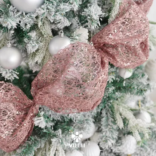 Rose Gold Glitter Mesh Web Ribbon - 10 Inch Wide x 10 Yards Roll {3}