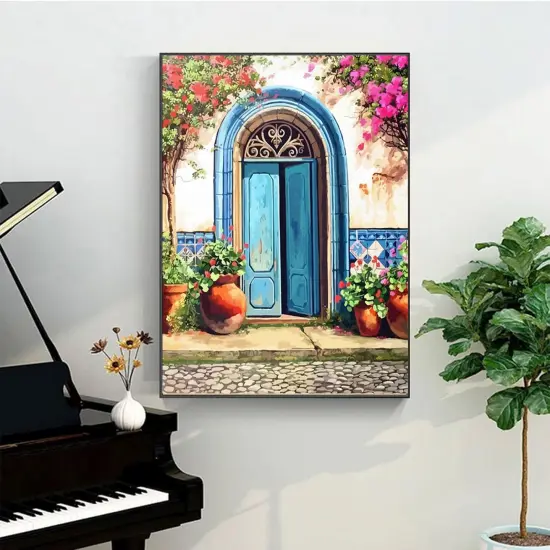 DIY Paint by Number for Adults and Kids, Acrylic Paint by Numbers for Beginner, 16&rdquo; W x 20&rdquo;L Easy Oil Painting for Gift Home Wall Decor (Blue Door) {2}