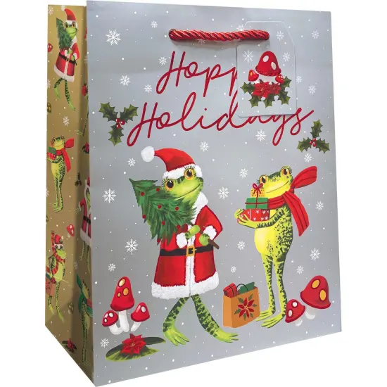 Pack/6: Festive Frogs Gift Bag - 8 x 4 x 10" {1}
