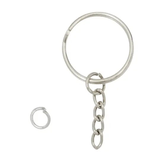 20-Pack 3.5-Inch Clear Round Acrylic Keychain Blanks, 1/8-Inch Thick Plastic Circles with 10 Metal Chains, Rings, and Clasps for Custom Keychains, Christmas Tree Ornaments, Crafting and Art Supplies {6}