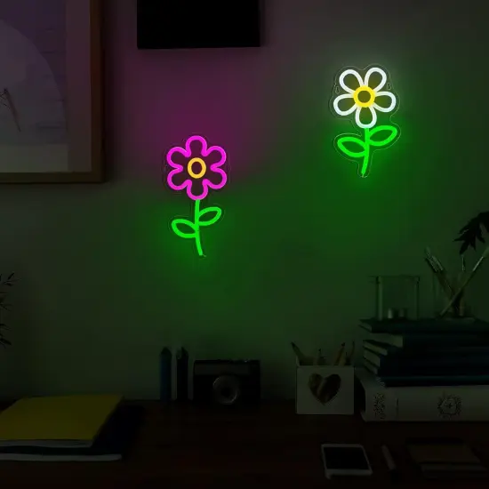 Summer Daisy Neon Sign &ndash; LED Daisy Shaped Wall & Table Decor, USB Powered Light for Brightening Any Room {4}