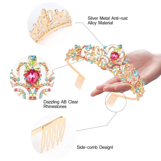Crystal Crown Headband for Girls, Rapunzel Kids Hair Accessories with Princess Tiara and Crowns {5}