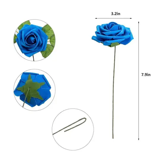 50pcs Artificial Flowers Foam Roses Wedding Party DIY Decor Pink {5}